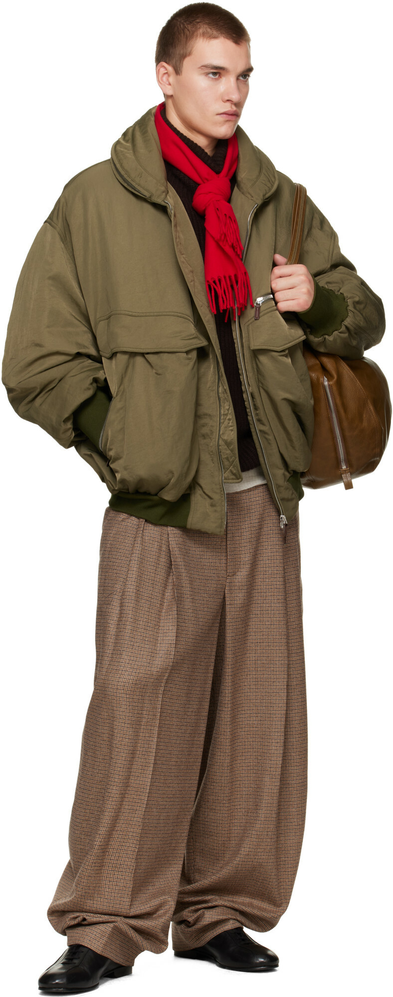 Hed Mayner Brown Check Trousers