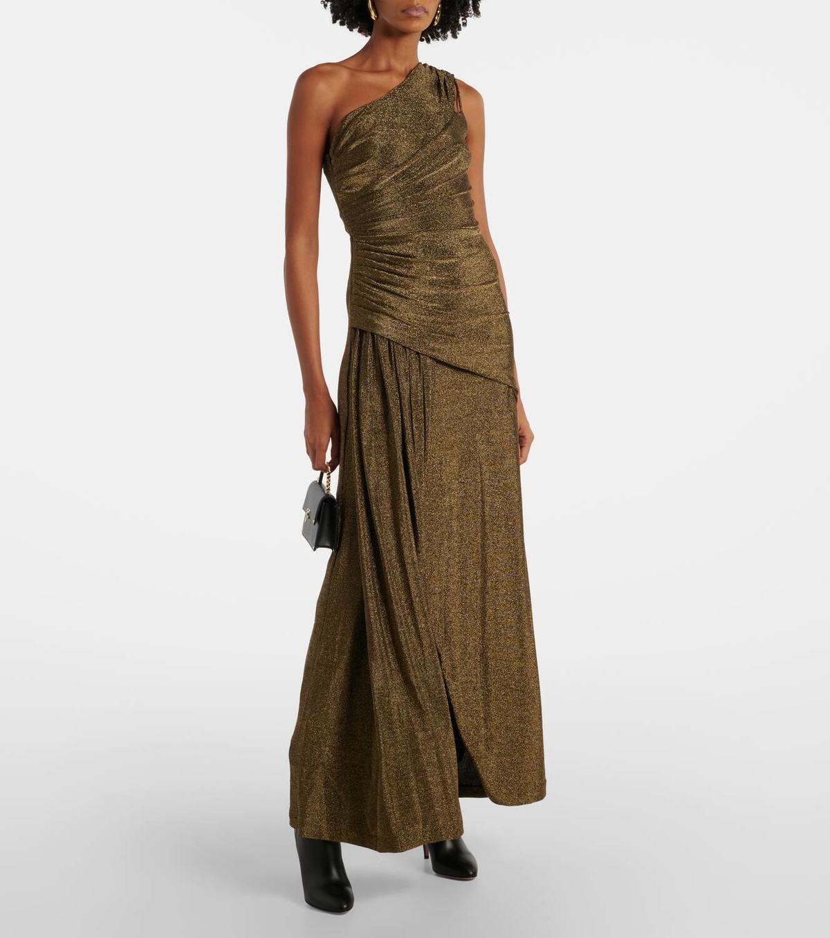Diane von Furstenberg Rafael asymmetric lamé maxi dress