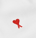 AMI PARIS - Logo-Embroidered Cotton-Piqué Polo Shirt - White
