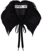 OPEN YY Black Faux Fur Collar Scarf