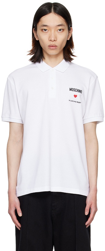 Photo: Moschino White 'In Love We Trust' Polo