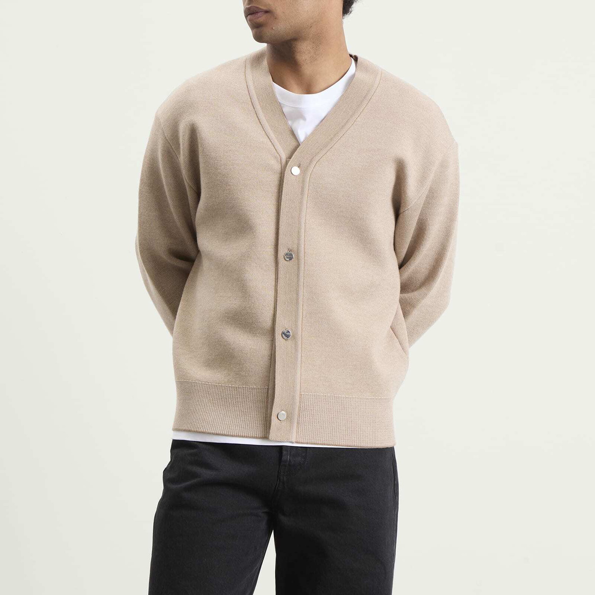 Jacquemus Men's Merino Wool Cardigan in Multi-Beige