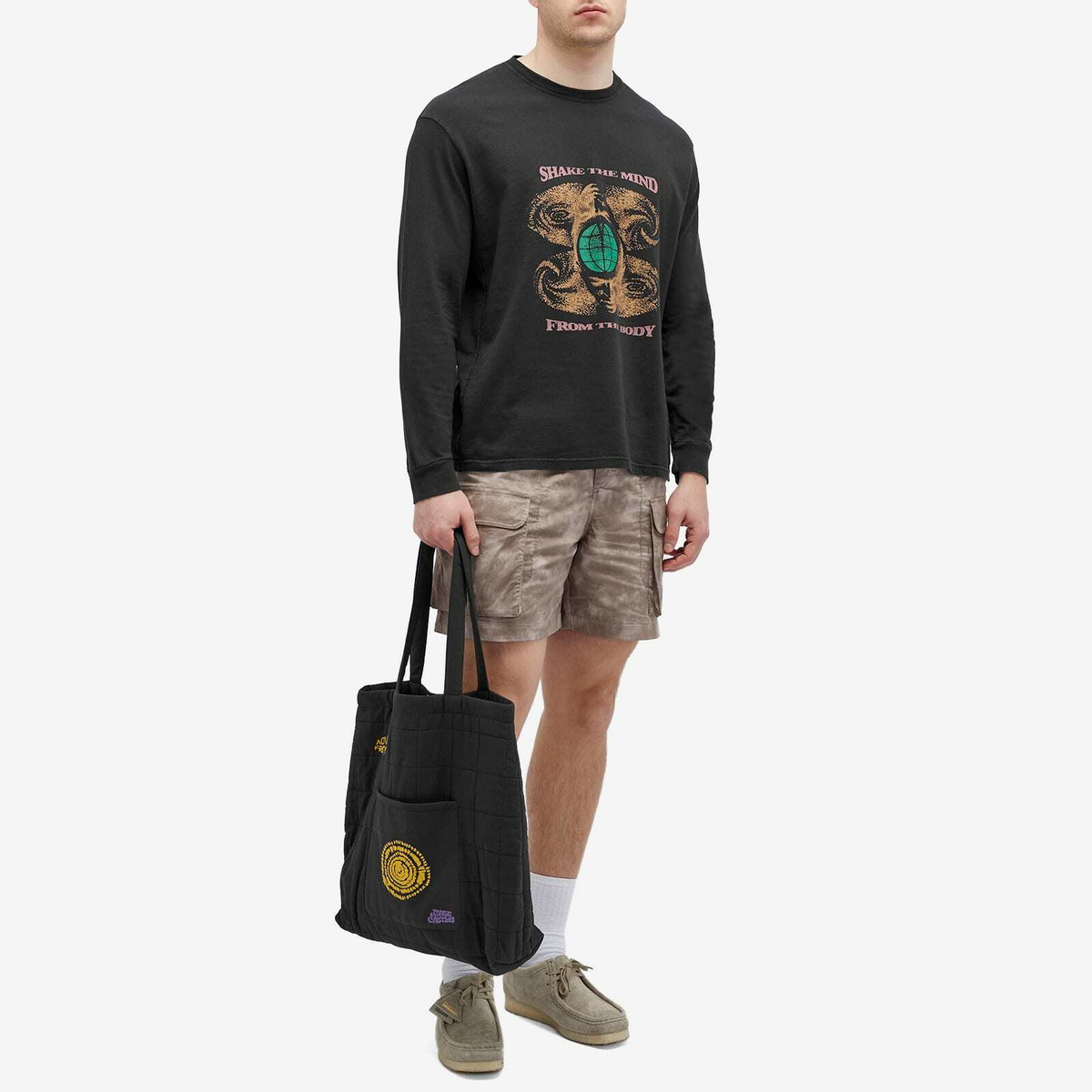 Magic Castles Men's Long Sleeve Shake Your Mind T-Shirt in Vintage Black