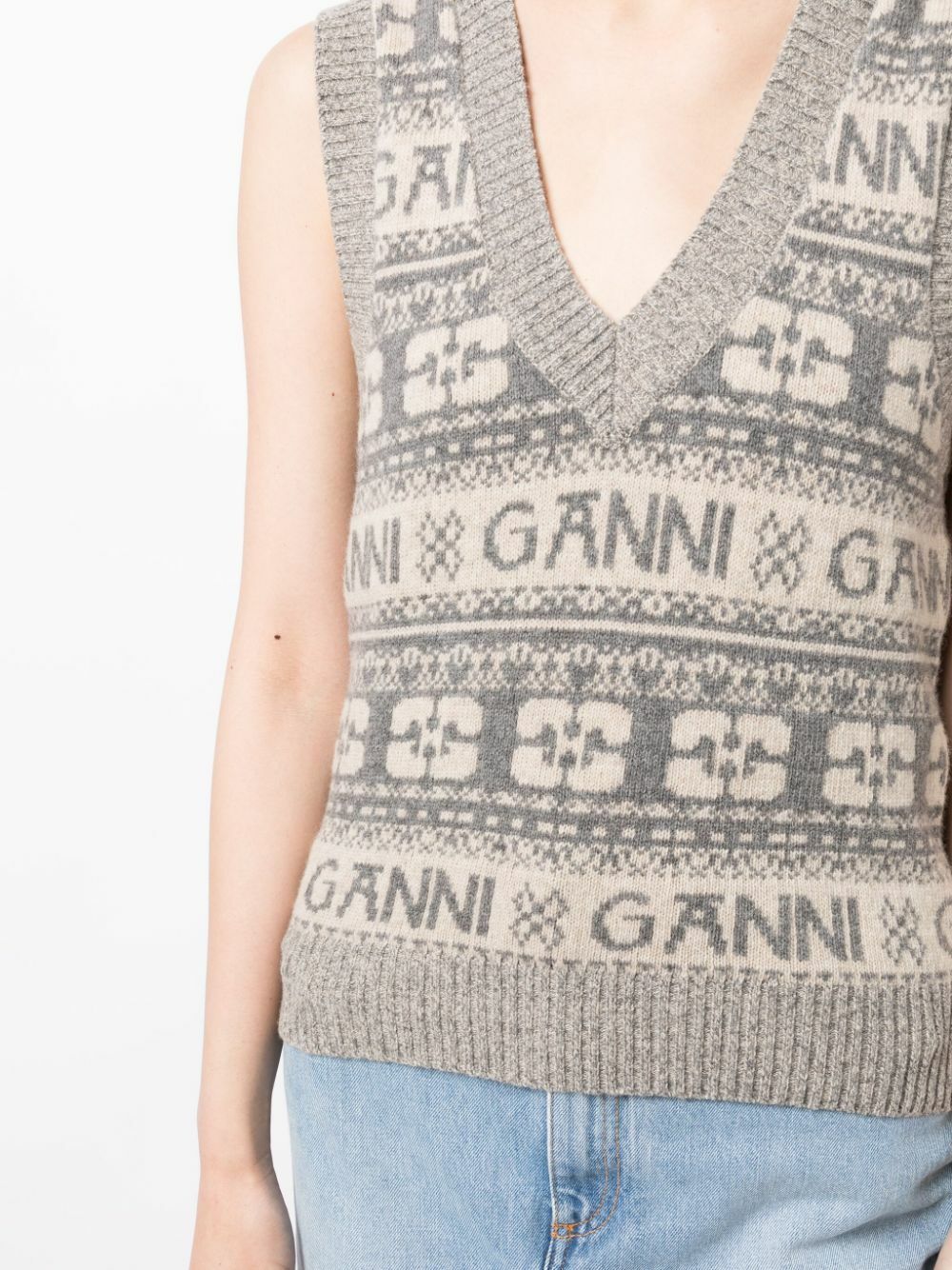 GANNI - Logo Wool Blend Vest GANNI
