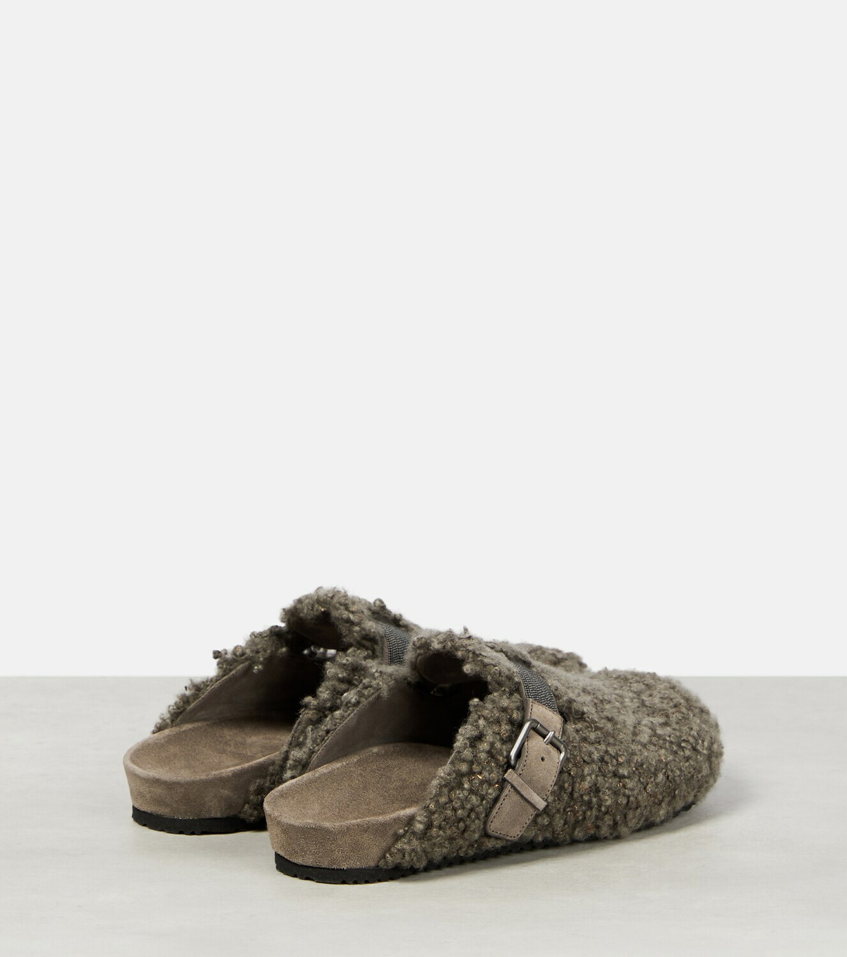Brunello Cucinelli Embellished shearling slippers Brunello