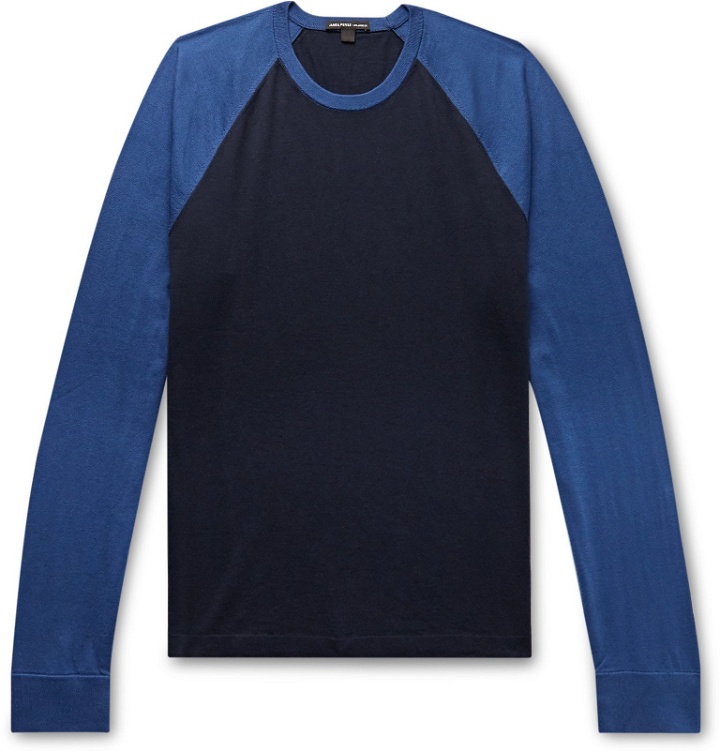 Photo: James Perse - Colour-Block Cotton-Jersey T-Shirt - Blue