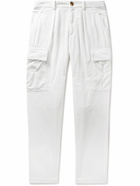 Brunello Cucinelli - Straight-Leg Cotton-Corduroy Cargo Trousers - White