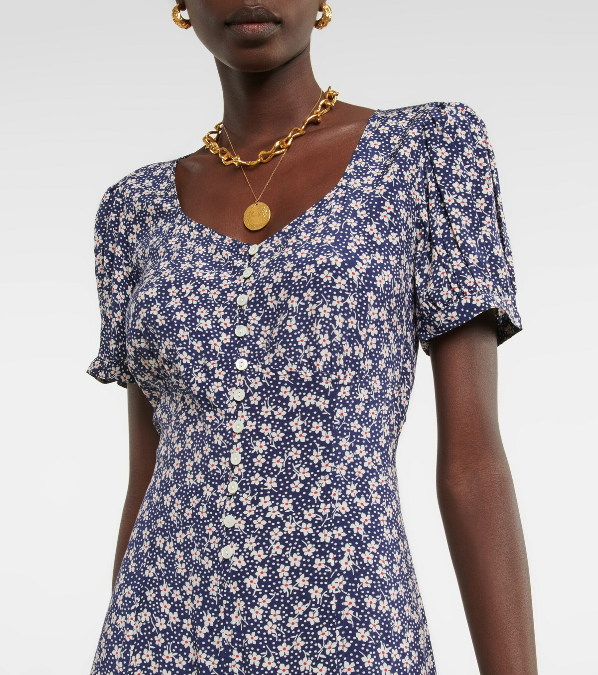 Polo Ralph Lauren - Floral puff-sleeve crêpe midi dress Polo Ralph Lauren