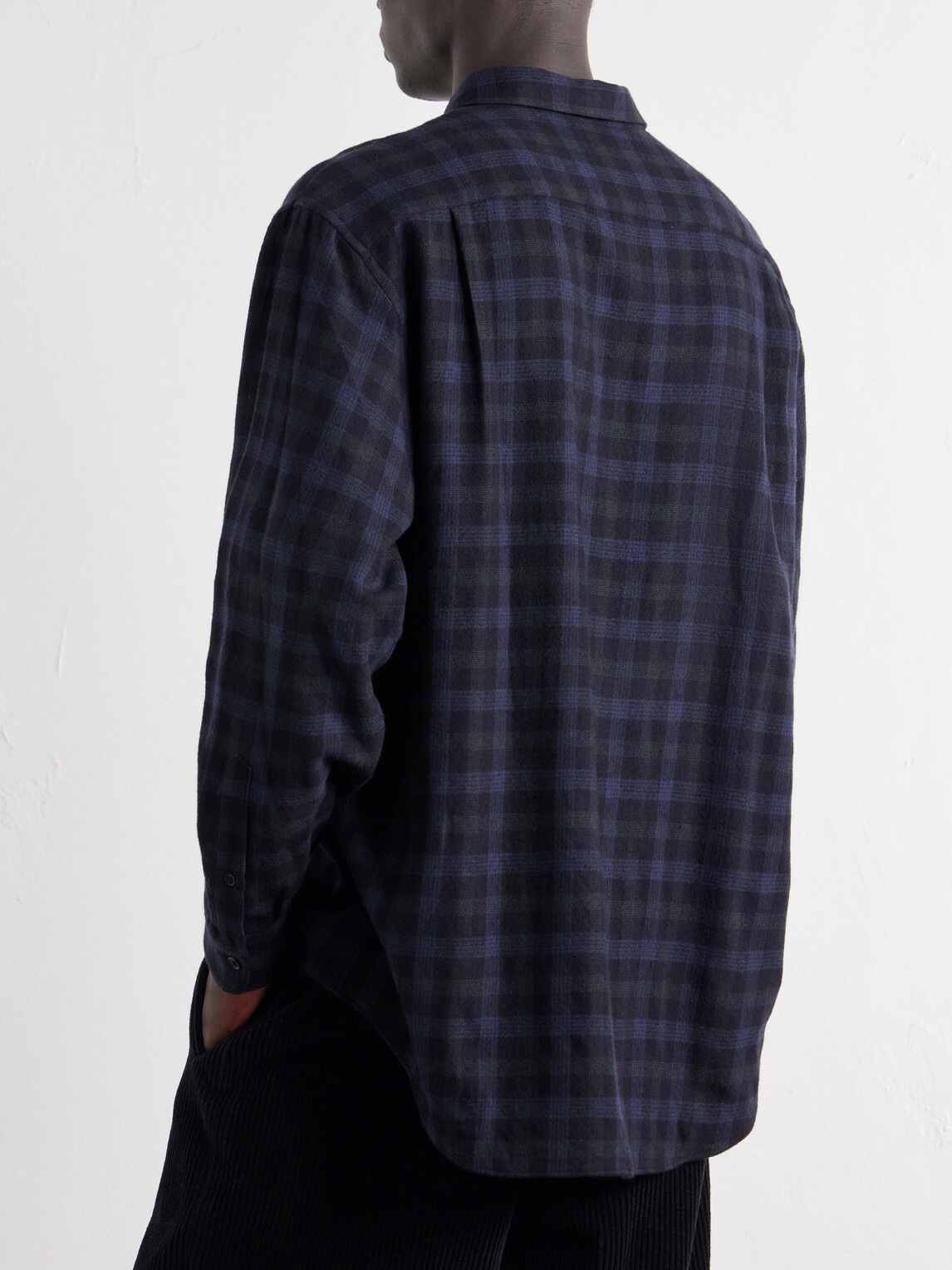 A.PRESSE - Checked Wool-Flannel Shirt - Blue