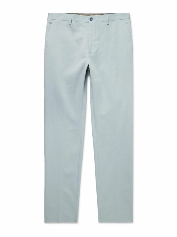 Photo: Etro - Slim-Fit Cotton-Blend Gabardine Trousers - Blue