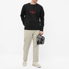 Calvin Klein Men's Archival Monogram Flock Crew Sweat in Black