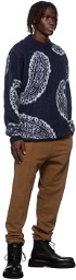 424 Navy Paisley Knit Sweater