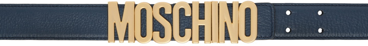 Photo: Moschino Navy Lettering Logo Belt