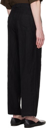 HARAGO Black Wide Leg Pleated Trousers