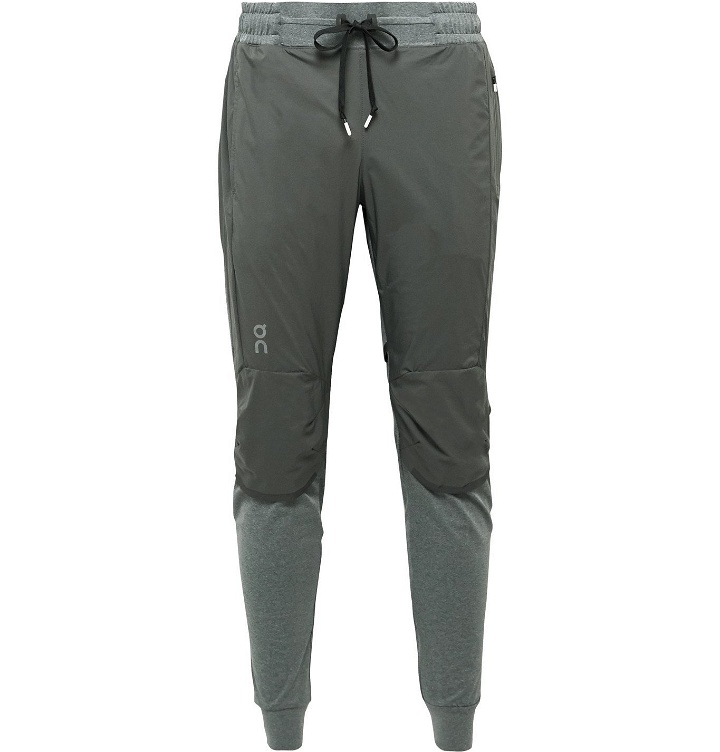 Photo: On - Slim-Fit Tapered Ripstop and Tech-Jersey Sweatpants - Gray