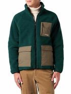 MC2 Saint Barth Man Green Sherpa Jacket With Check Patch Pockets