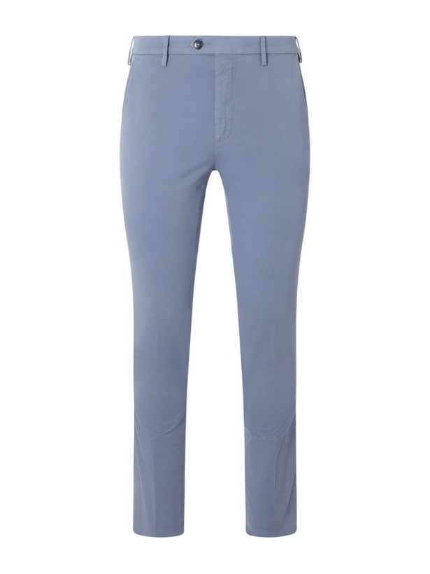 Photo: Canali - Straight-Leg Stretch-Cotton Twill Trousers - Blue