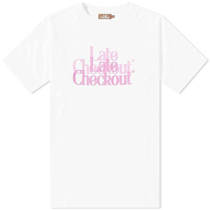 Photo: Late Checkout Men's Double Trouble T-Shirt in Pink/White