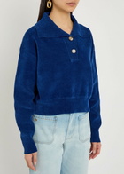 Victoria Beckham Chenille Knit Polo Jumper Navy