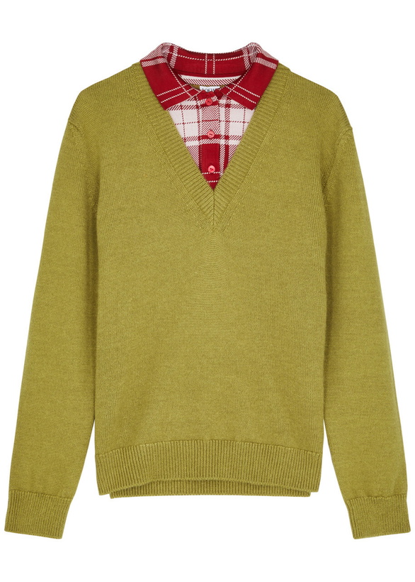 Photo: Loewe Trompe L'oeil Layered Wool-blend Jumper Green