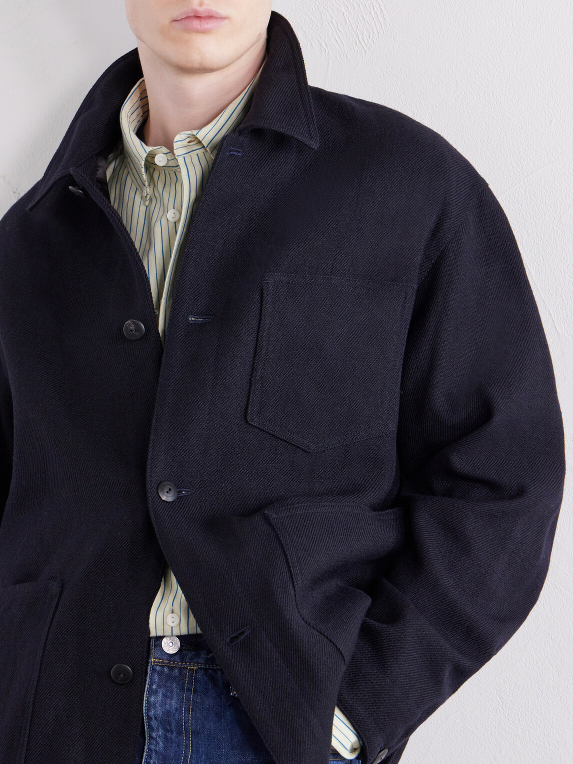 Visvim - Baker Textured Wool and Linen-Blend Jacket - Blue