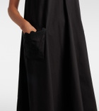 Juliet Dunn Embroidered scalloped cotton poplin midi dress