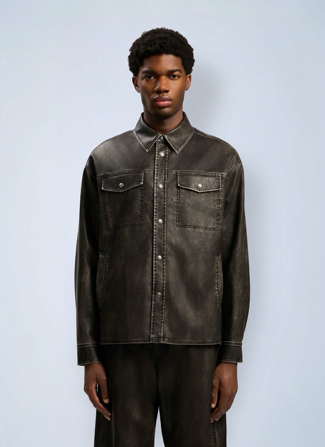 Palm Angels Curved Logo Coated Overshirt
