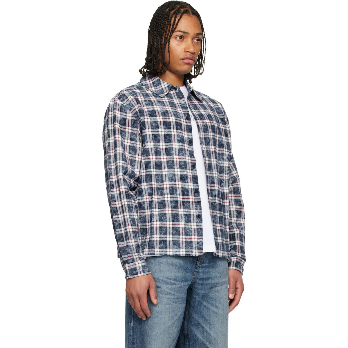 Dime Navy Plaid Flannel Shirt