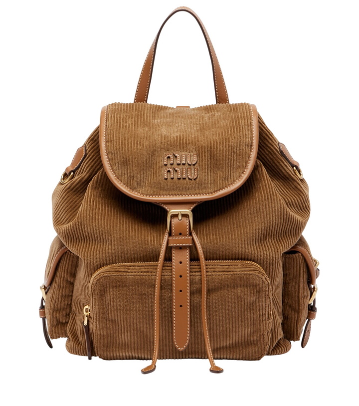 Photo: Miu Miu Leather-trimmed corduroy backpack