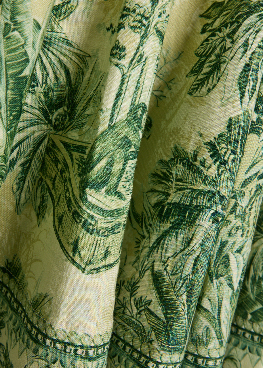 Alemais Sara Printed Cotton and Silk-blend Mini Dress Green