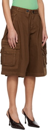 ABRA Brown Pleated Cargo Shorts
