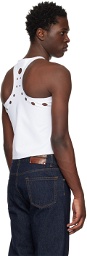 Jean Paul Gaultier White Perforated Tank Top