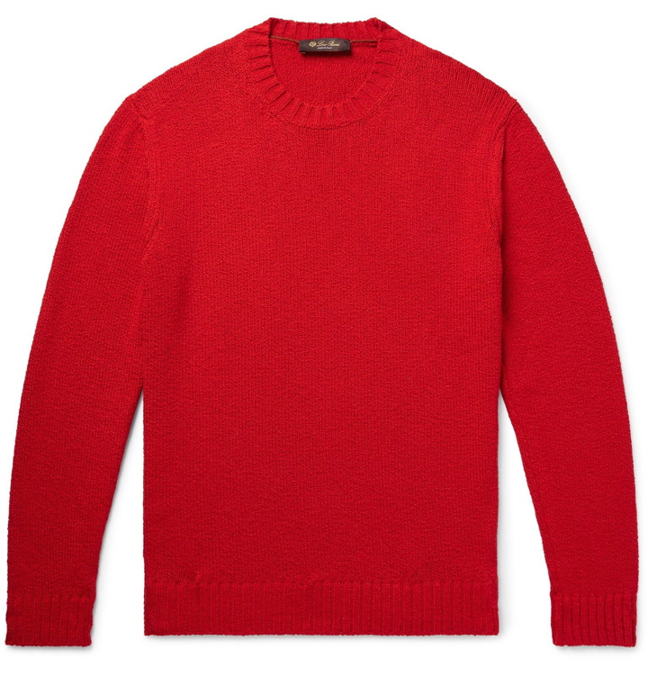 Photo: Loro Piana - Slim-Fit Textured Cotton Sweater - Red