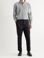 Thom Browne - Button-Down Collar Striped Cotton-Chambray Shirt - Gray