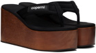 Coperni Black Wooden Branded Wedge Sandals