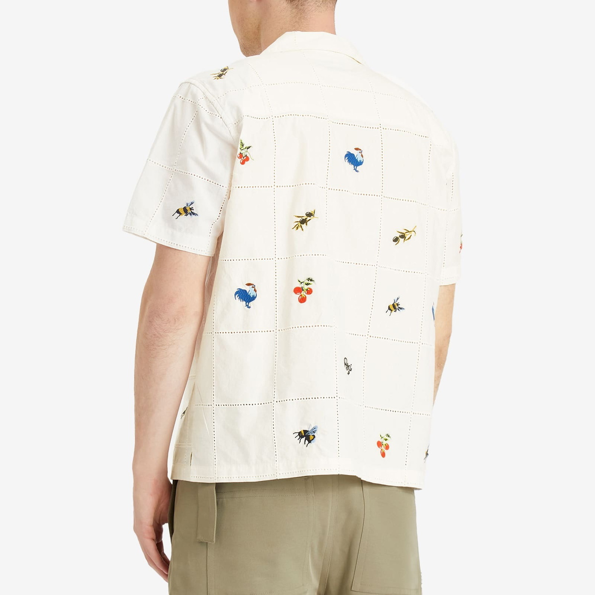 Percival Men's Olive Tapestry Shirt in Ecru