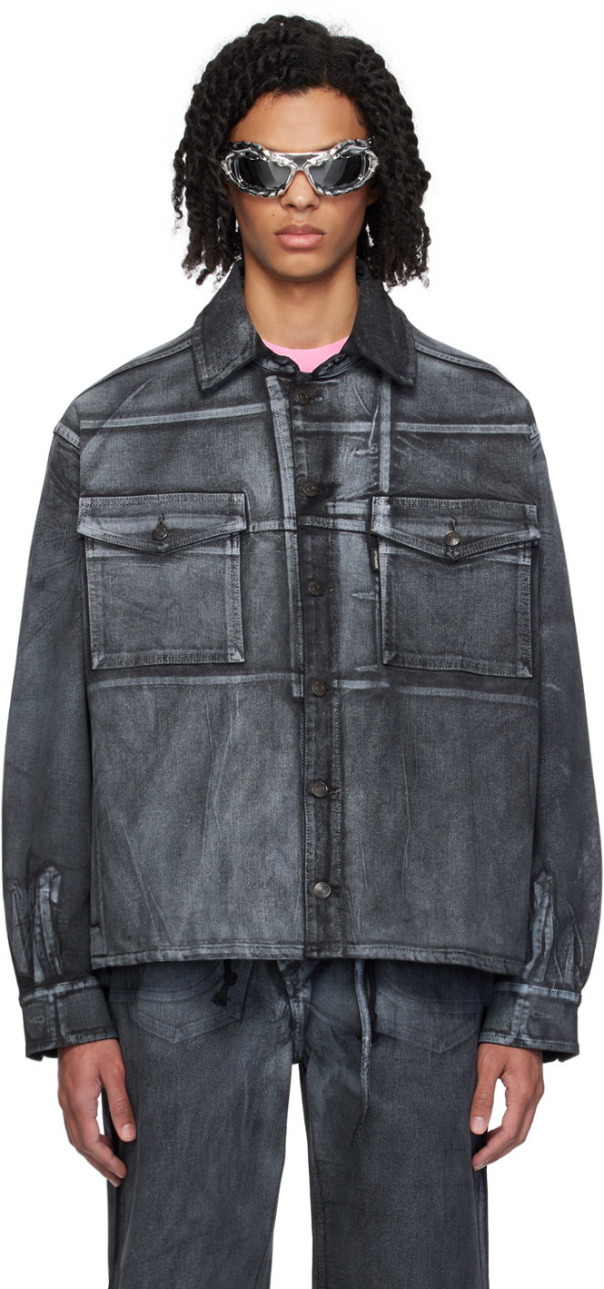 ジャケット・アウター Ottolinger Black Oversized Denim Jacket Ottolinger Black Oversized Denim Painted Jacket Ottolinger