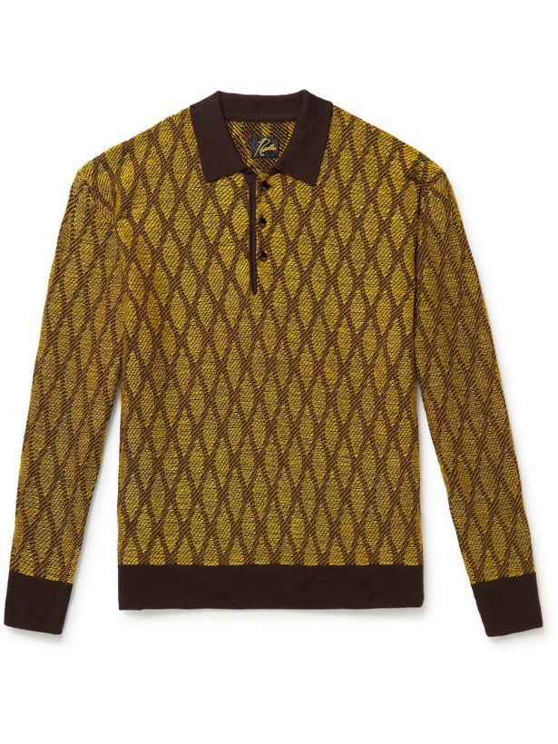 Photo: Needles - Jacquard-Knit Polo Shirt - Yellow