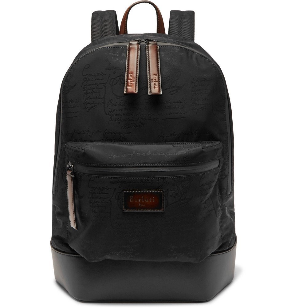Berluti - Volume Leather-Trimmed Jacquard Backpack - Men - Black
