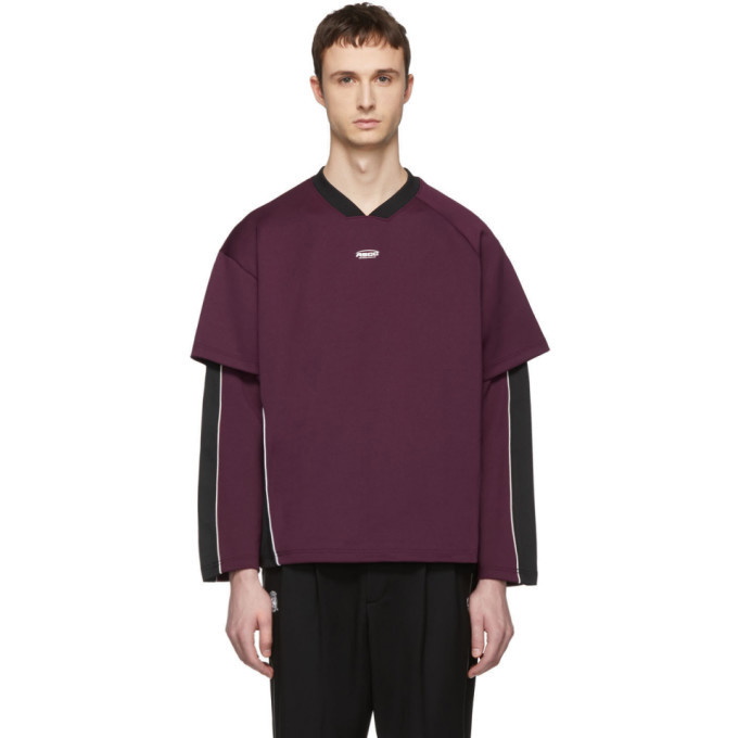 Photo: ADER error SSENSE Exclusive Purple and Black ASCC Football Fit Long Sleeve T-Shirt