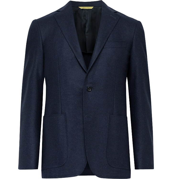 Photo: Canali - Kei Slim-Fit Unstructured Wool-Flannel Suit Jacket - Blue