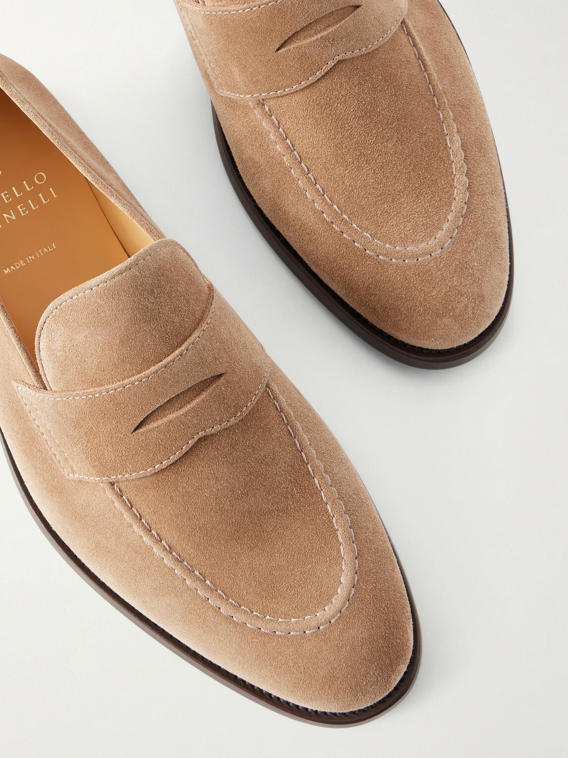 Brunello Cucinelli - Calf Suede Penny Loafers - Brown