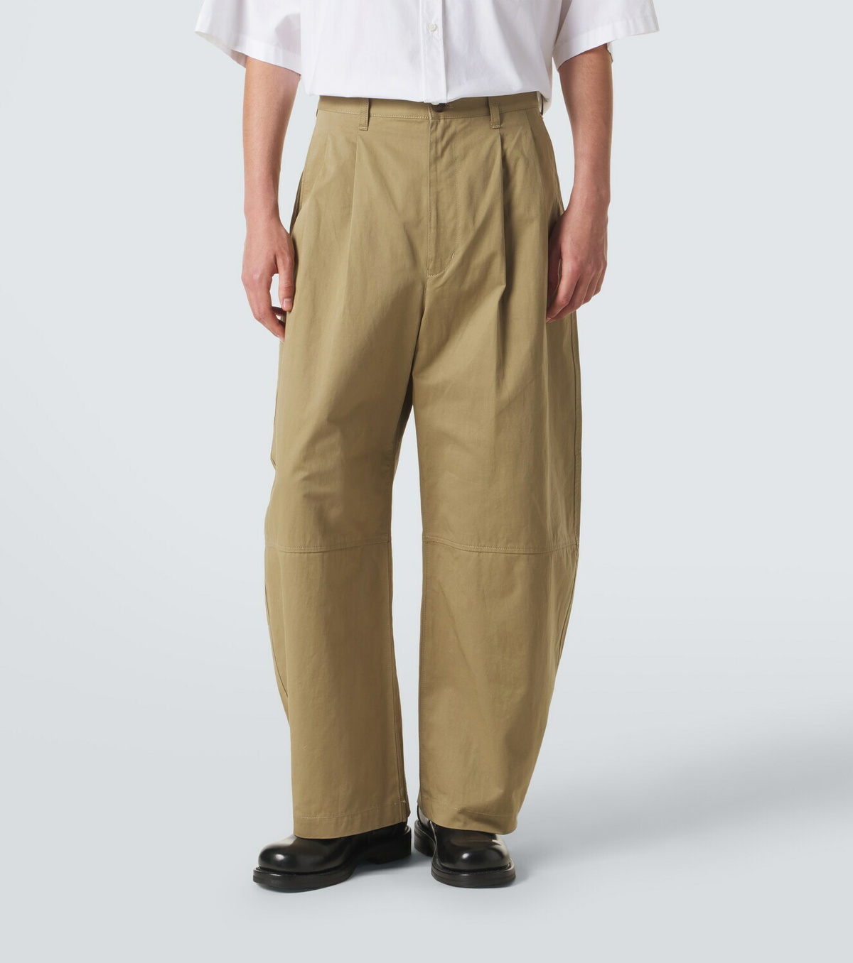 Comme des Garçons Homme Cotton and linen barrel-leg chinos