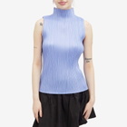Pleats Please Issey Miyake Women's Colourful Basics Roll Neck Vest in Blue