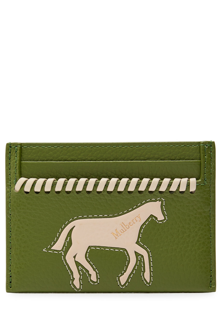 Mulberry Appliquéd Grained Leather Card Holder - Green - One Size