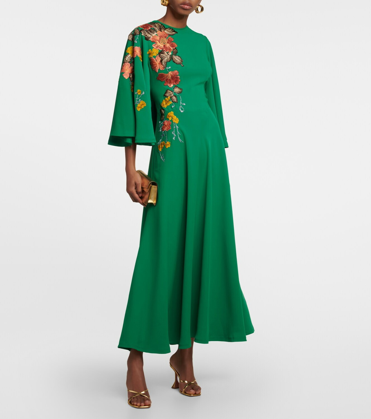 Costarellos Zinnia embroidered cape midi dress Costarellos