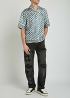 Amiri Distressed Logo-appliquéd Straight-leg Jeans Denim