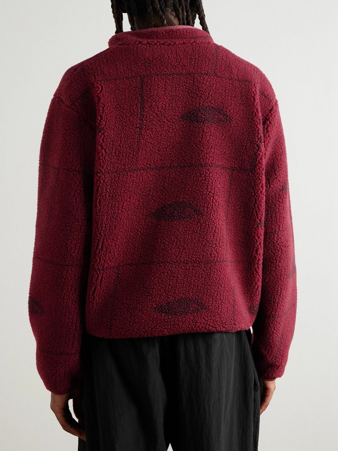 DISTRICT VISION - Printed Fleece Half-Zip Sweatshirt - Red