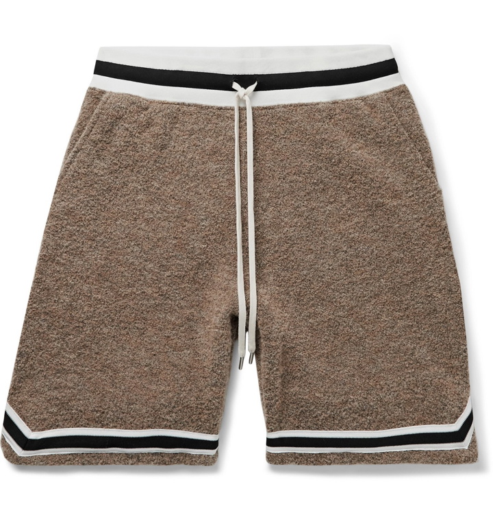 Photo: John Elliott - Game Wide-Leg Mélange Bouclé Drawstring Shorts - Brown