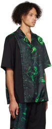 Feng Chen Wang Black & Green Lacquerware Shirt